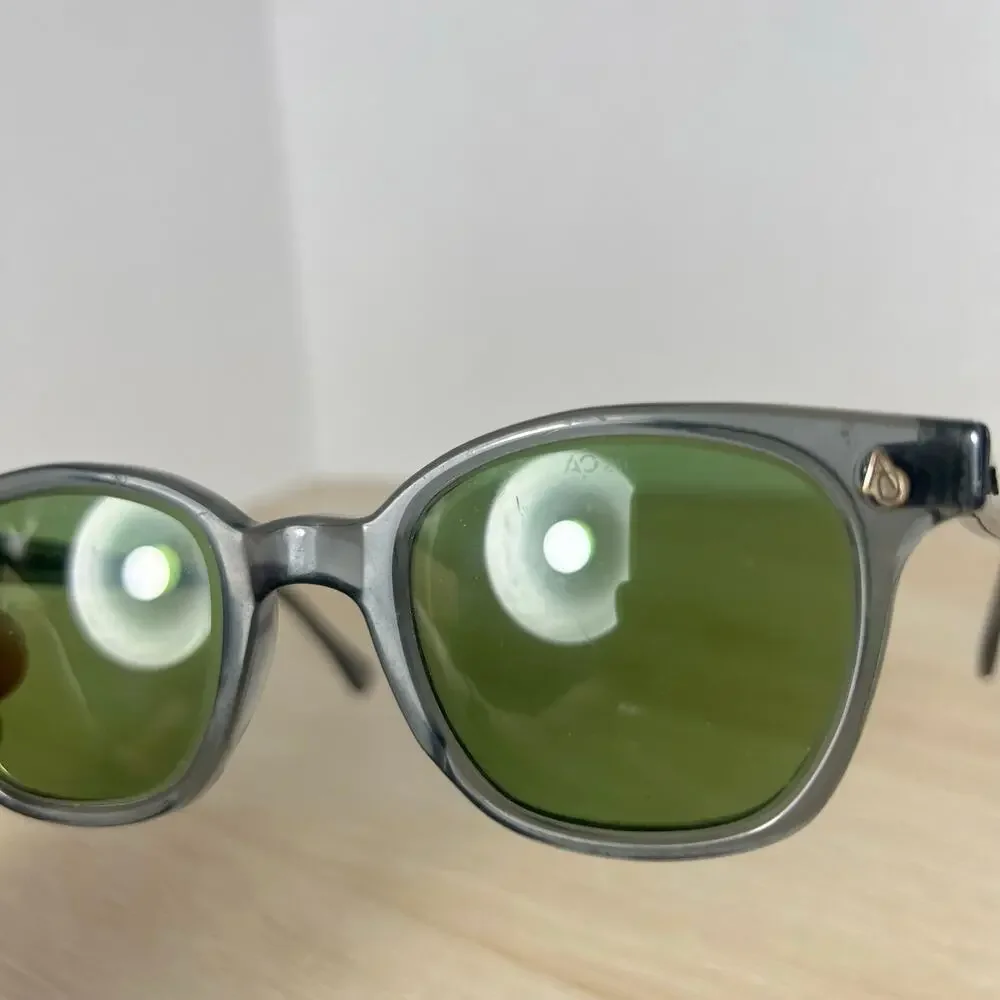 Vintage RARE! American Optical Horn-Rimmed Sunglasses Gray Clear Green Lenses